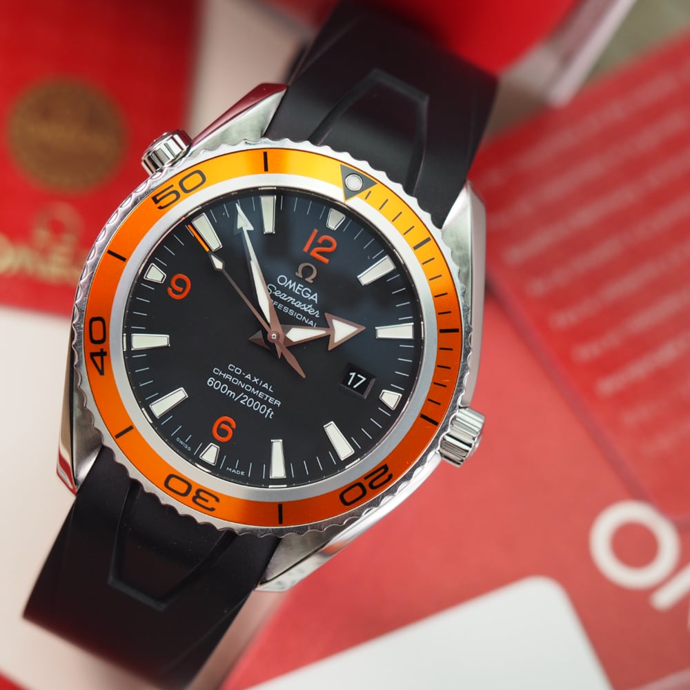 Omega seamaster orange and black hot sale