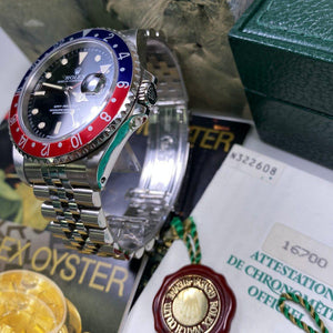 Rolex GMT Master 16700 Pepsi Bezel Tritium Dial (1992-N Serial) - Swiss Watch Trader 