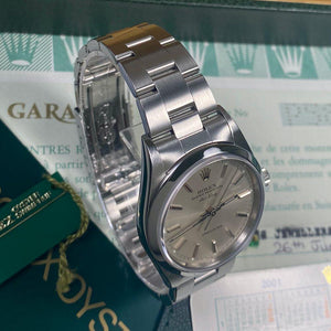Rolex Precision Air-King 14000 34mm •SILVER DIAL• (2001 - P Serial) - Swiss Watch Trader 