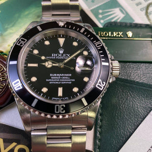 Rolex Submariner 16610 Date •Tritium Dial• (1990 - E Serial) - Swiss Watch Trader 