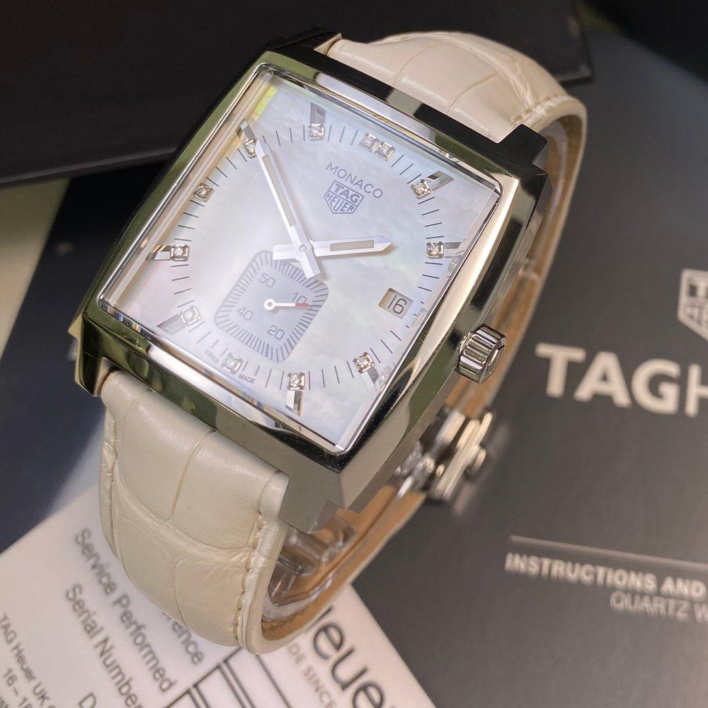 TAG HEUER WAW131B Monaco Lady 12 Point Diamonds Mother of Pearl ...