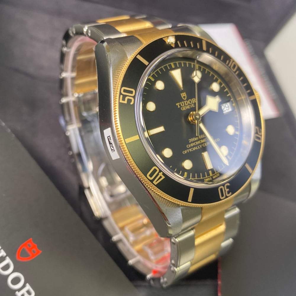 Tudor black discount bay steel gold